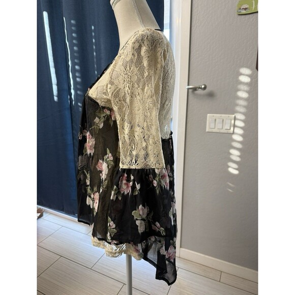 RYU Vintage Y2K Women's Sheer Lace Trim Fairy Grunge Coquette Shirt Top sz. S - Picture 6 of 8